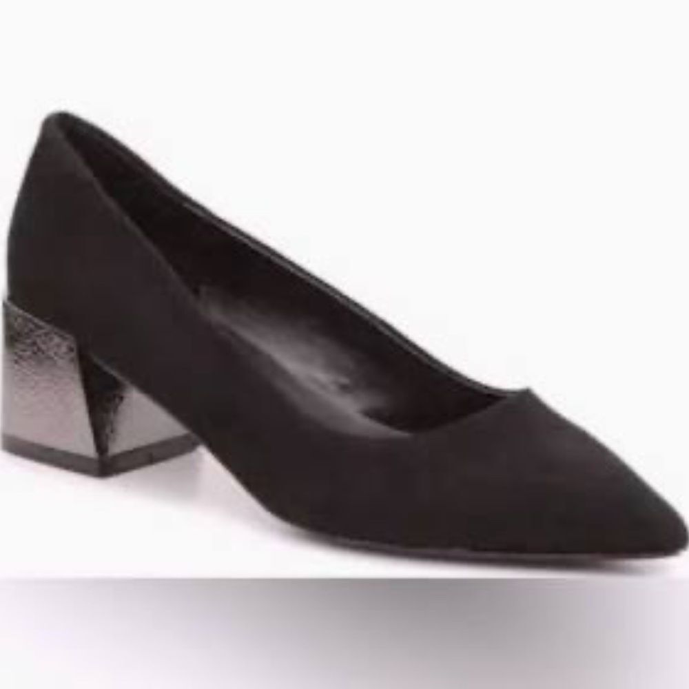 Bleeker & Bond Yasmihne Black Suede Women's Block Heel Shoes Sz 10‎